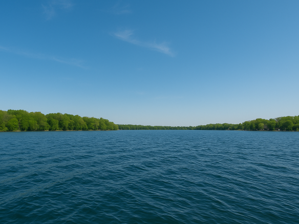 Luxury cabin nestled in a forested Midwest landscape during golden hour, offering a serene retreat with scenic views.