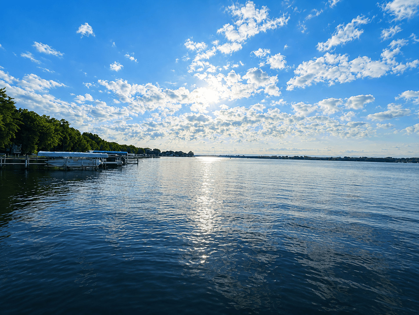 Lake view from the community shoreline at The Waterline Okoboji