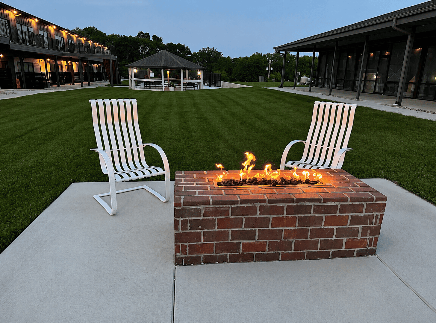 Shared gas firepit at The Waterline Okoboji